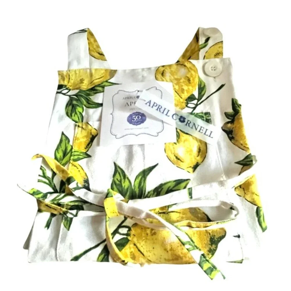 April Cornell Lemons Lemon Apron French Country 100% Cotton Yellow White